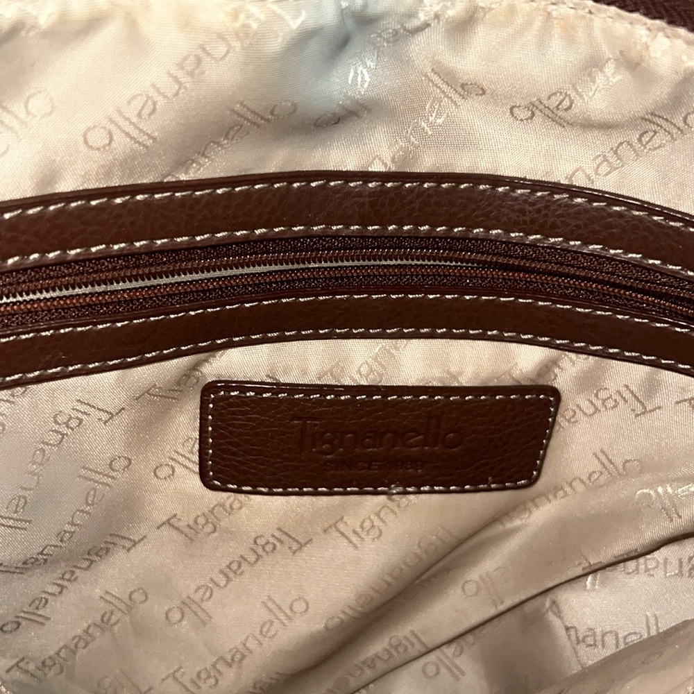 Tignanello Leather Bucket Handbag Shoulder Bag‎ Purse Brown - Picture 5 of 7